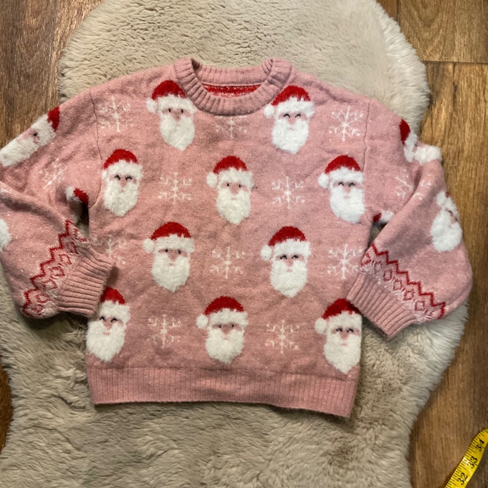 Dunes Stores Sweater Santa Pink‎ Size 7-8 Winter Soft Cozy Kids